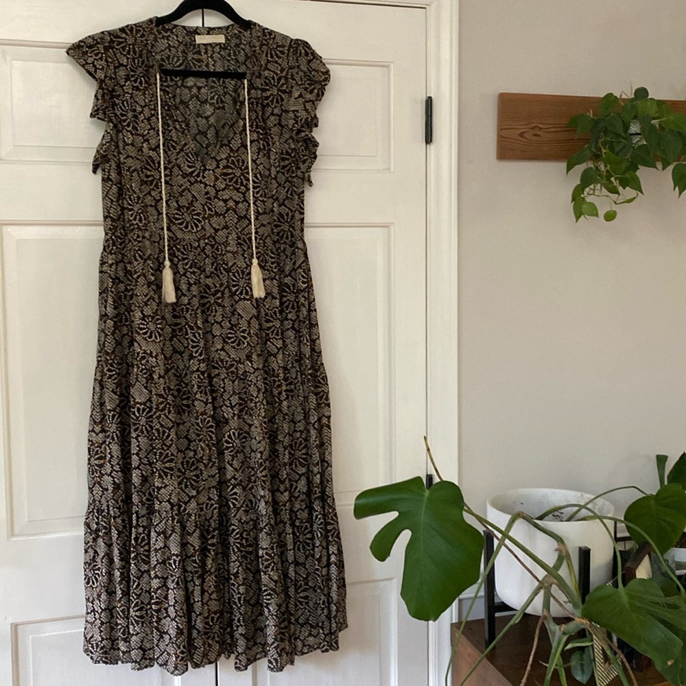 Ulla Johnson Black and Cream Floral Maxi Dress - Picture 2 of 16